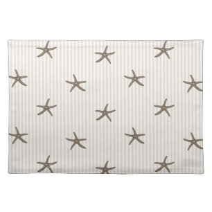 Mediterranean Coastal Starfish Stripe Sandy Beige Cloth Placemat