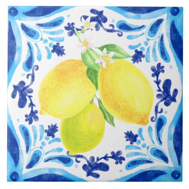 Mediterranean Coastal Style Lemon Ceramic Tile (Front)