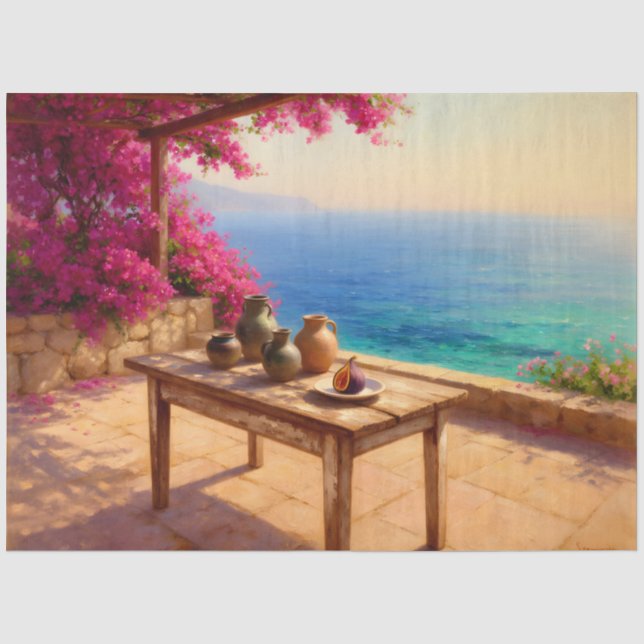 Mediterranean Coastal Table Decoupage Paper (Front)