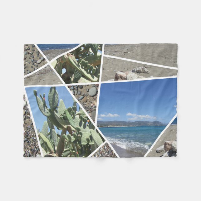 Mediterranean Collage Design Fleece Blanket (Front (Horizontal))