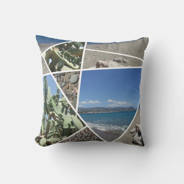 Mediterranean Collage Design Throw Pillow (Front)