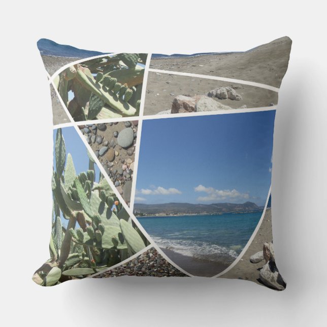 Mediterranean Collage Design Throw Pillow (Front)