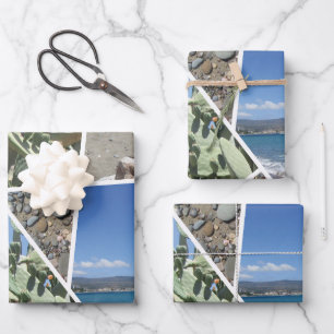 Mediterranean Collage Design Wrapping Paper Sheets