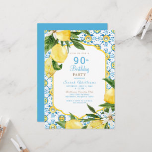 Mediterranean Colorful 90th Birthday Party Invitation