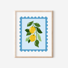 Mediterranean Coquette Lemon Postage Stamp Art