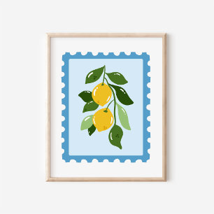 Mediterranean Coquette Lemon Postage Stamp Art Poster