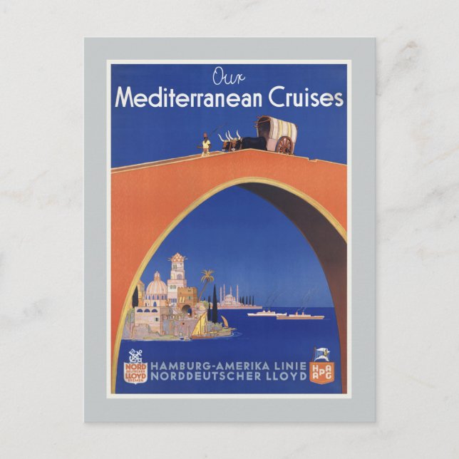 Mediterranean Cruises Ship Line Vintage Travel Postcard (Front)