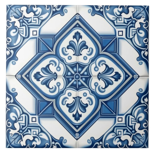 Mediterranean Decorative Pattern Ceramic Tile (Front)