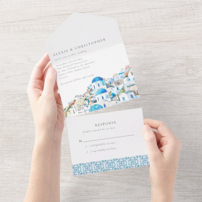 Mediterranean Destination Wedding All In One Invitation (Tearaway)
