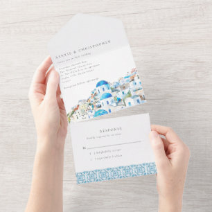 Mediterranean Destination Wedding All In One Invitation