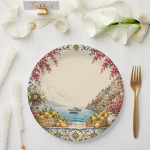 Mediterranean Escape Boat Coastal Party Decor Paper Plates