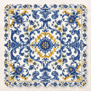 Mediterranean Escape Italian Tile Decor Paper Coaster