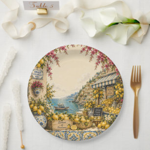 Mediterranean Escape Lemon Market Decor Paper Plates