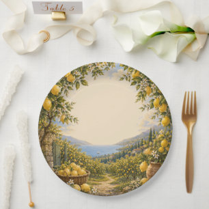 Mediterranean Escape Lemon Market Decor Paper Plates