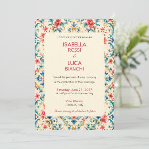 Mediterranean Escape Wedding Italian Tile Invitation