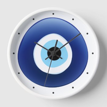 Mediterranean Evil Eye Protection Clock by BluePlanet at Zazzle
