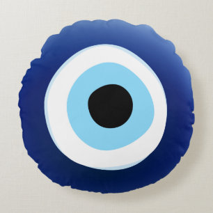 Mediterranean Evil Eye Protection Round Pillow