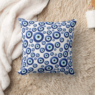 Mediterranean Evil Eye Protection Throw Pillow