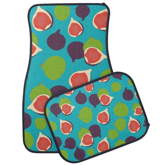 Mediterranean Fig Summer Fruit Pattern   Car Floor Mat (Set)