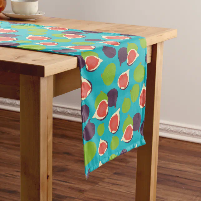 Mediterranean Fig Summer Fruit Pattern Long Table Runner | Zazzle