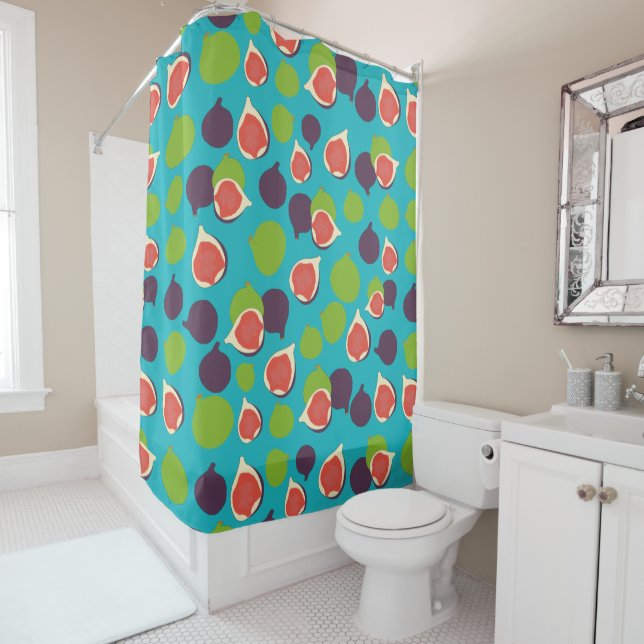 Mediterranean Fig Summer Fruit Pattern   Shower Curtain (In Situ)