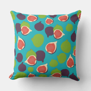 Mediterranean Fig Summer Fruit Pattern Throw Pillow
