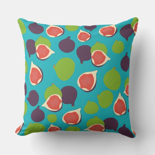 Mediterranean Fig Summer Fruit Pattern   Throw Pillow (Front)