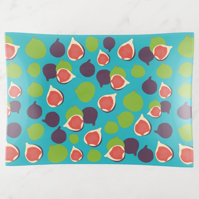 Mediterranean Fig Summer Fruit Pattern  Trinket Tray (Front)