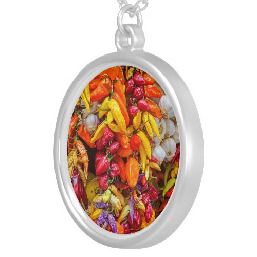 Mediterranean flavors silver plated necklace
