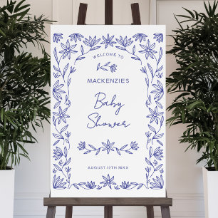 Mediterranean Floral Baby Shower Welcome Sign