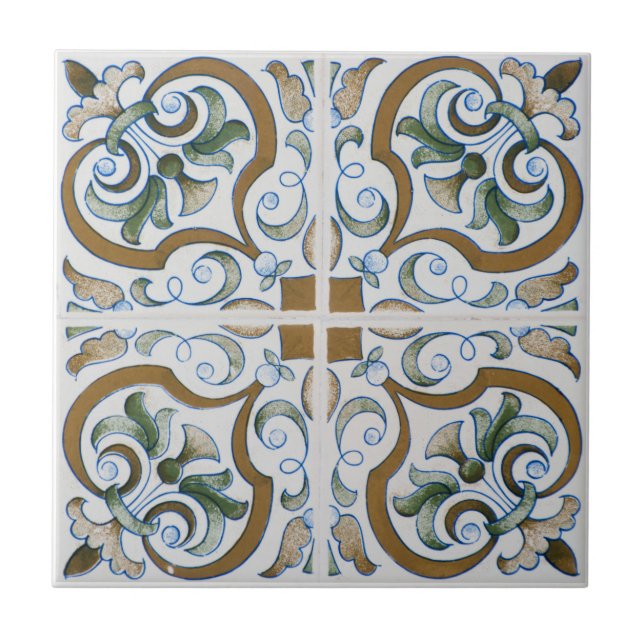 Mediterranean Floral  Ceramic Tile (Front)
