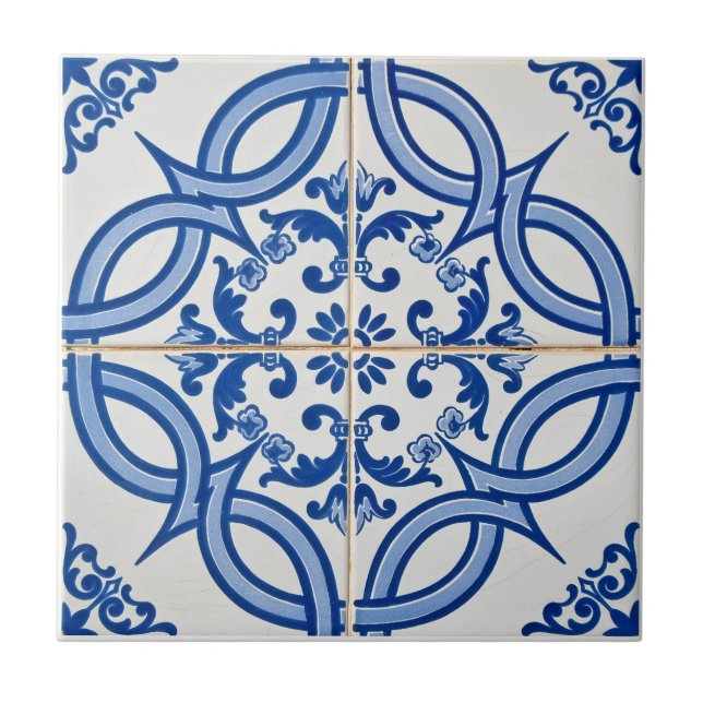 Mediterranean Floral  Ceramic Tile (Front)