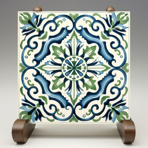 Mediterranean Floral Elegance Ceramic Print Tile