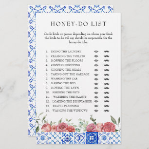 Mediterranean Floral Pink Bridal Shower Game Stati Stationery