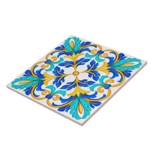 Mediterranean Floral Style Ceramic Tile. Ceramic Tile