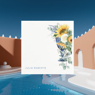 Mediterranean Floral Sunflowers Shower Cocktail Napkins