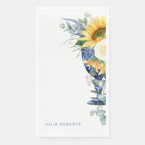 Mediterranean Floral Sunflowers Shower  Paper Guest Towels