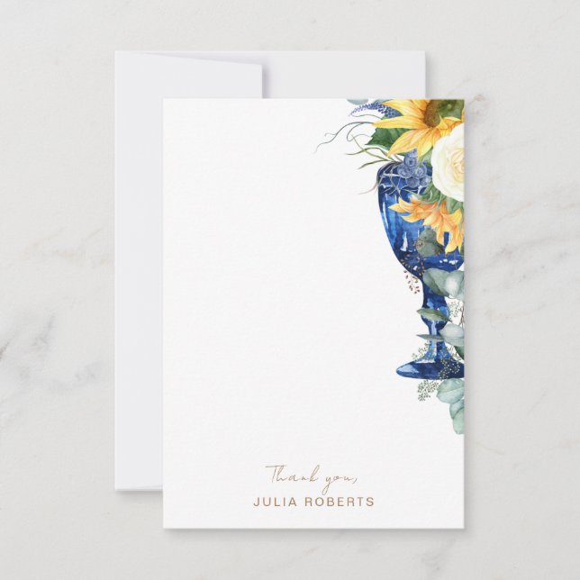 Mediterranean Floral Sunflowers Shower Thank You (Front)