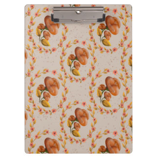 Mediterranean floral wreath pattern warm orange fl clipboard