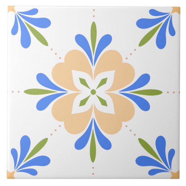 Mediterranean Flower  Ceramic Tile (Front)