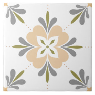 Mediterranean Flower Neutrals Ceramic Tile