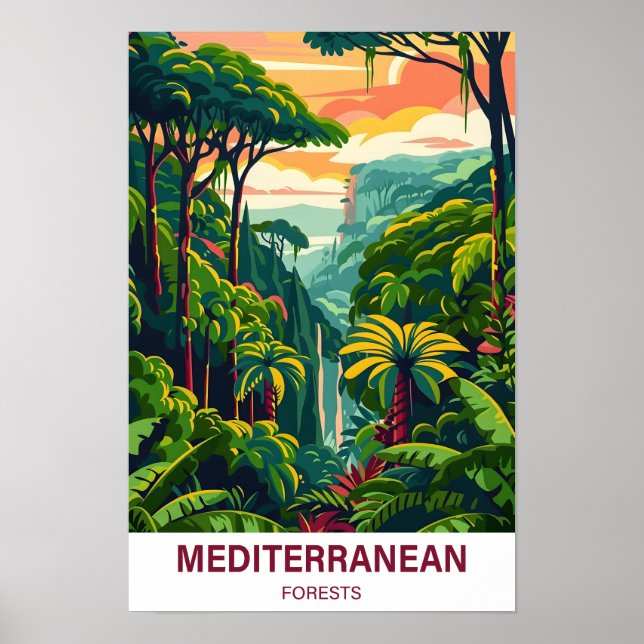Mediterranean Forest Illustration Travel Poster (Front)