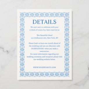 Mediterranean Frame Wedding Welcome Details Letterpress Enclosure Card