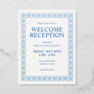 Mediterranean Frame Wedding Welcome Reception Letterpress Enclosure Card