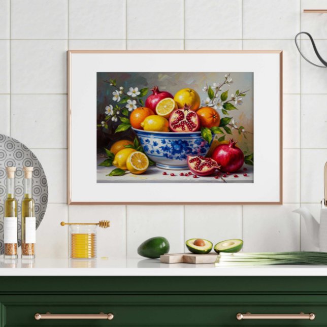 Mediterranean Fruit Bowl Still Life Oil Painting  Poster (Creator Uploaded)