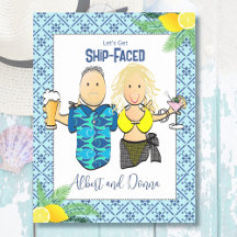 Mediterranean Funny Couple Cartoon Cruise Door
