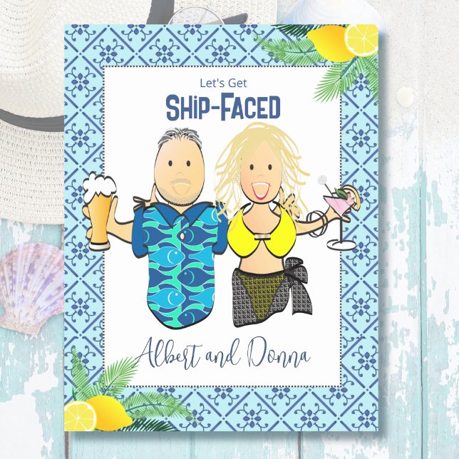 Mediterranean Funny Couple Cartoon Cruise Door Magnetic Dry Erase Sheet (Creator Uploaded)