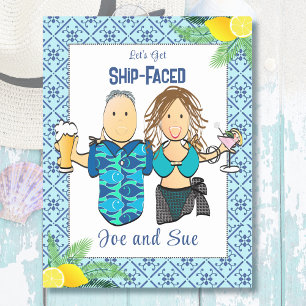 Mediterranean Funny Couple Cartoon Cruise Door Magnetic Dry Erase Sheet