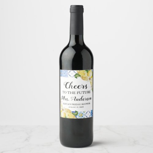 Mediterranean Future Mrs Bridal Shower Wine Label