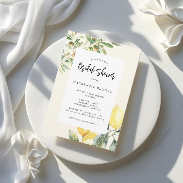 Mediterranean Garden Elegant Lemon Wedding Invitation (Creator Uploaded)